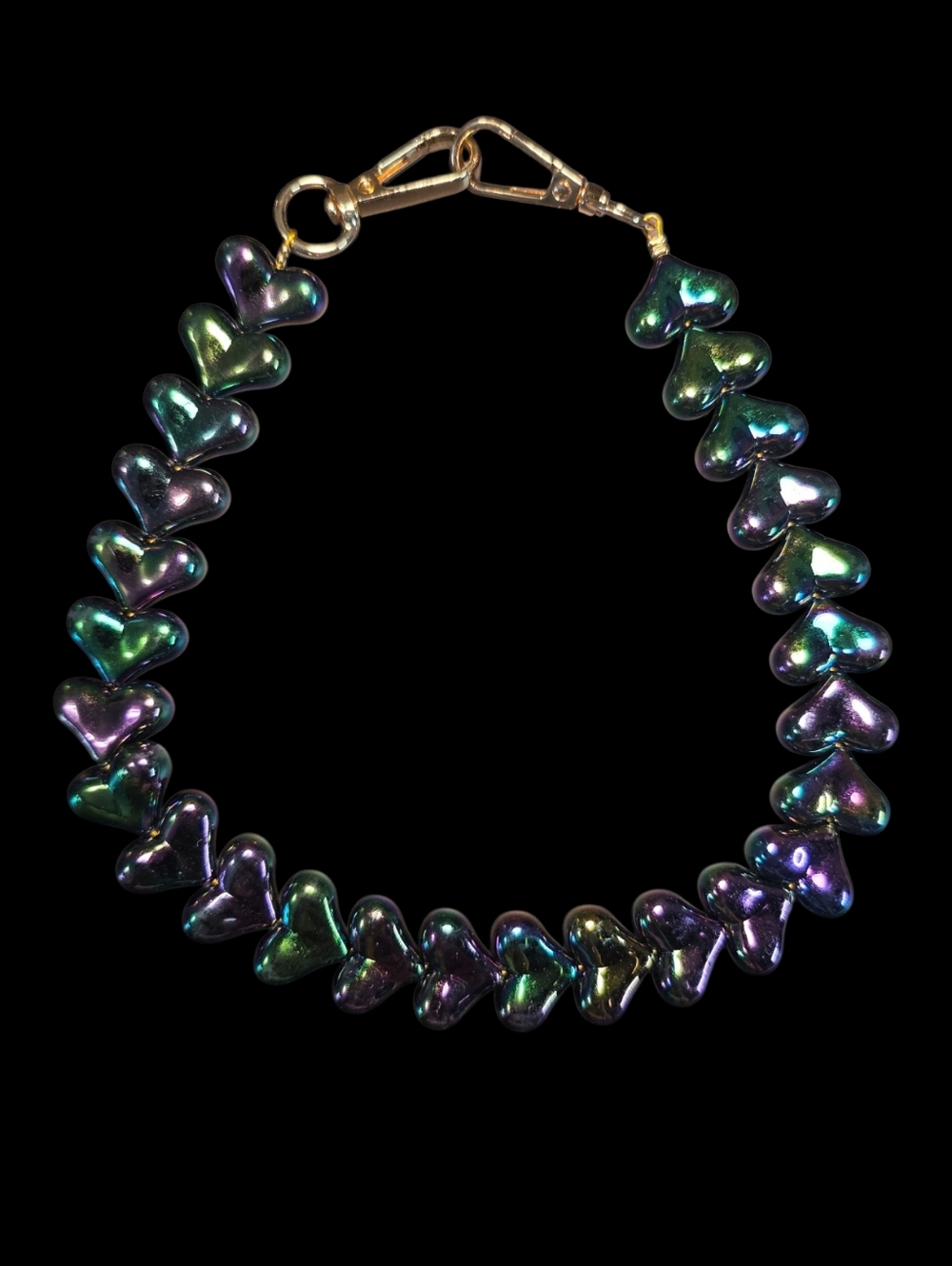 Iridescent Heart Bead Bag Chain- Multicolor